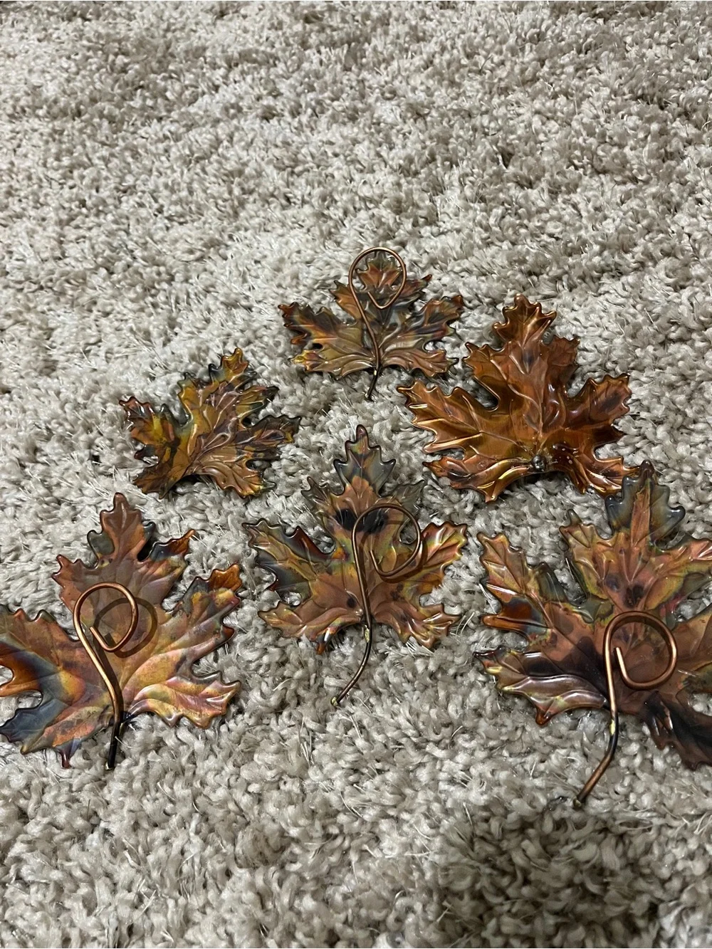 Copper Tone Metal Maple Leaf Wall Decor - Set of 7